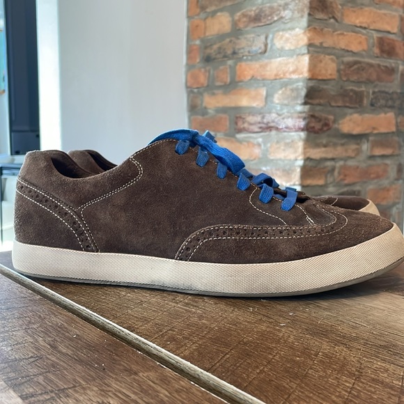 Men Tsubo Aeson Urban Wingtip‎ Dk Brown Leather/SuedeSneakers Blue Laces Size 12 - Picture 1 of 9